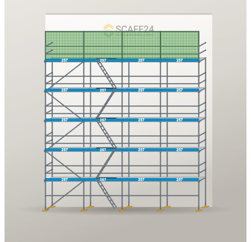 Dachfanggerüst 10,28 x 12 m | 128,5 m² | Stahl / Stahlboden | S73 Dachfanggerüst Scaff24 