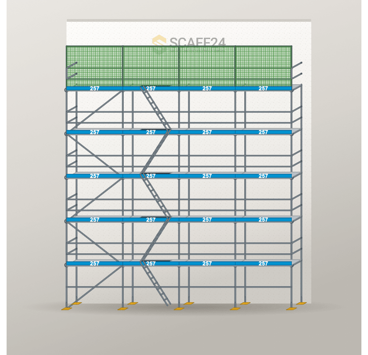 Dachfanggerüst 10,28 x 12 m | 128,5 m² | Stahl / Stahlboden | S73 Dachfanggerüst Scaff24 