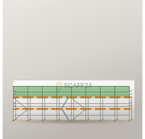 Dachfanggerüst 20 x 6 m | 130 m² | Stahl / Holzbelag | R65 Dachfanggerüst Scaff24 