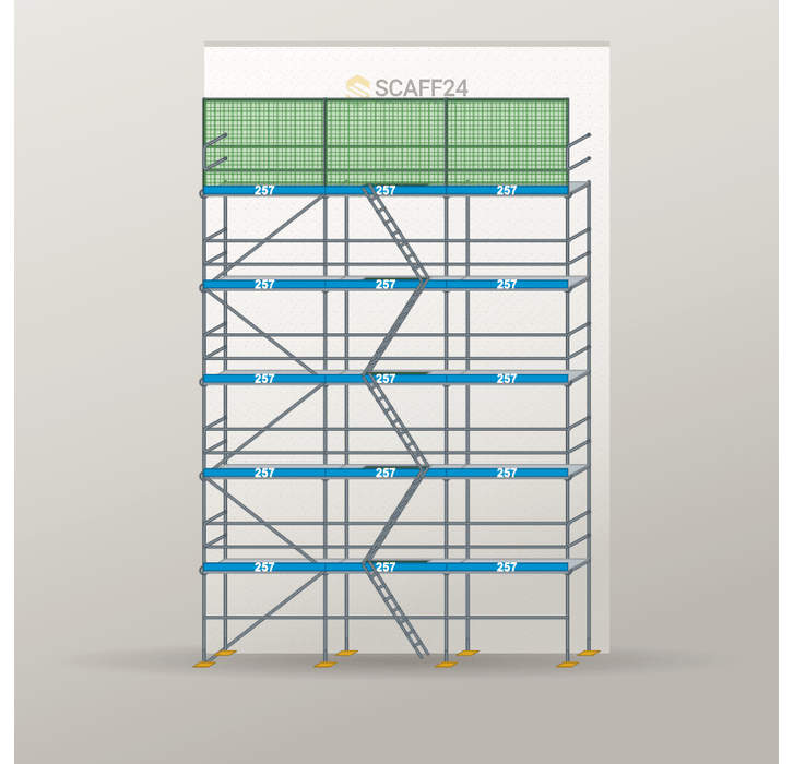 Dachfanggerüst 7,71 x 12 m | 96,38 m² | Stahl / Stahlboden | S73 Dachfanggerüst Scaff24 