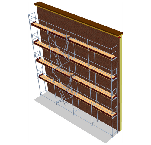 Fassadengerüst 10 x 10 m | 105 m² | Stahl / Holzbelag | SL74 Gerüst Scaff24 