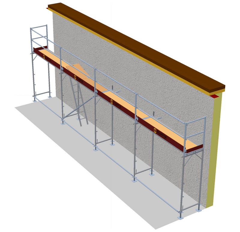 Fassadengerüst 10 x 4 m | 45 m² | Alu / Sperrholz | SL74 Alugerüst Scaff24 