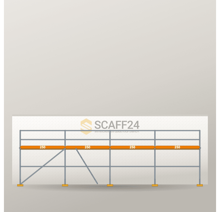 Fassadengerüst 10 x 4 m | 45 m² | Stahl / Holzbelag | R65 Fassadengerüst Scaff24 