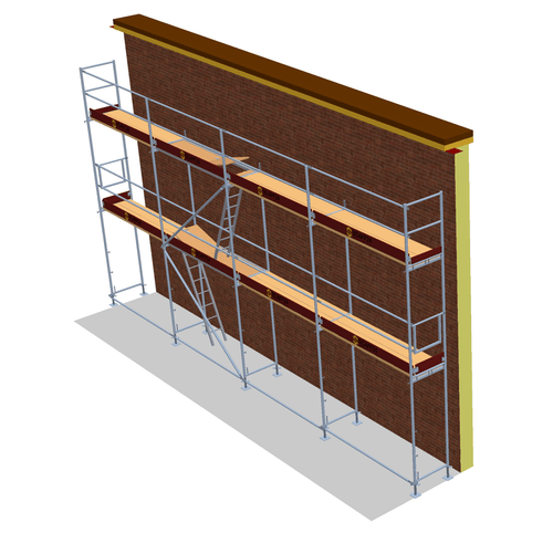 Fassadengerüst 10 x 6 m | 60 m² | Stahl / Holzbelag | SL74 Fassadengerüst Scaff24 