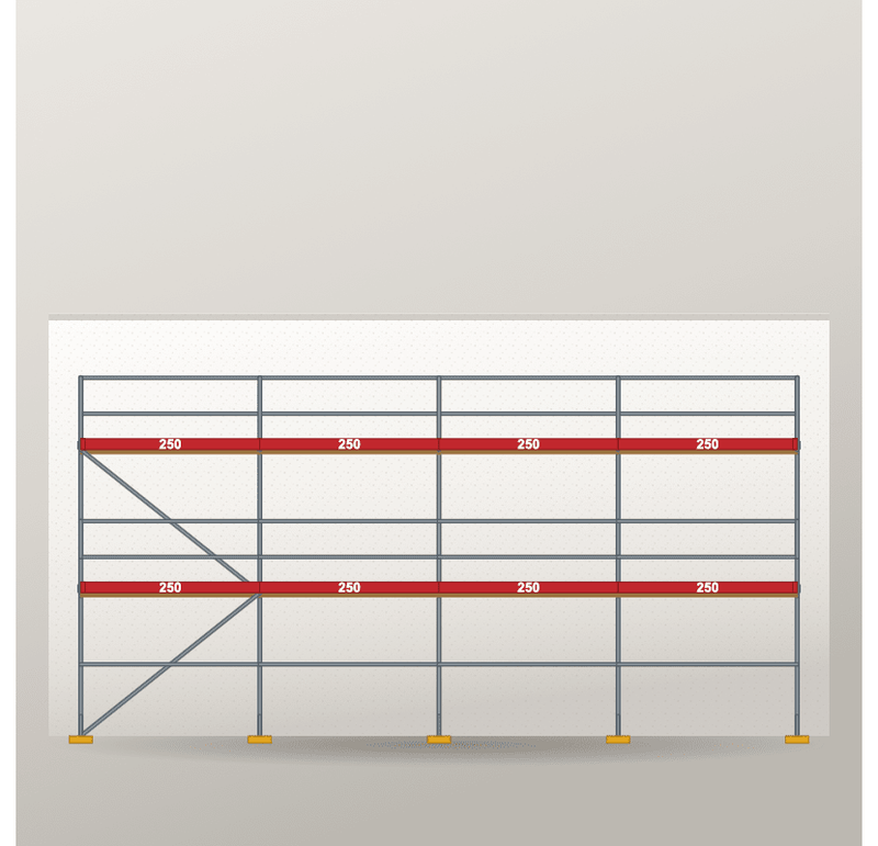 Fassadengerüst 10 x 6 m | 65 m² | Stahl / Holzbelag Fassadengerüst Scaff24 