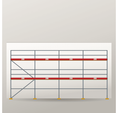 Fassadengerüst 10 x 6 m | 65 m² | Stahl / Holzbelag Fassadengerüst Scaff24 
