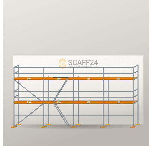 Fassadengerüst 10 x 6 m | 65 m² | Stahl / Holzbelag | R65 Fassadengerüst Scaff24 
