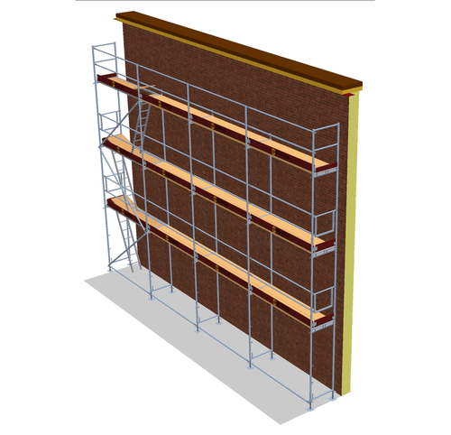 Fassadengerüst 10 x 8 m | 85 m² | Stahl / Holzbelag | SL74 Fassadengerüst Scaff24 