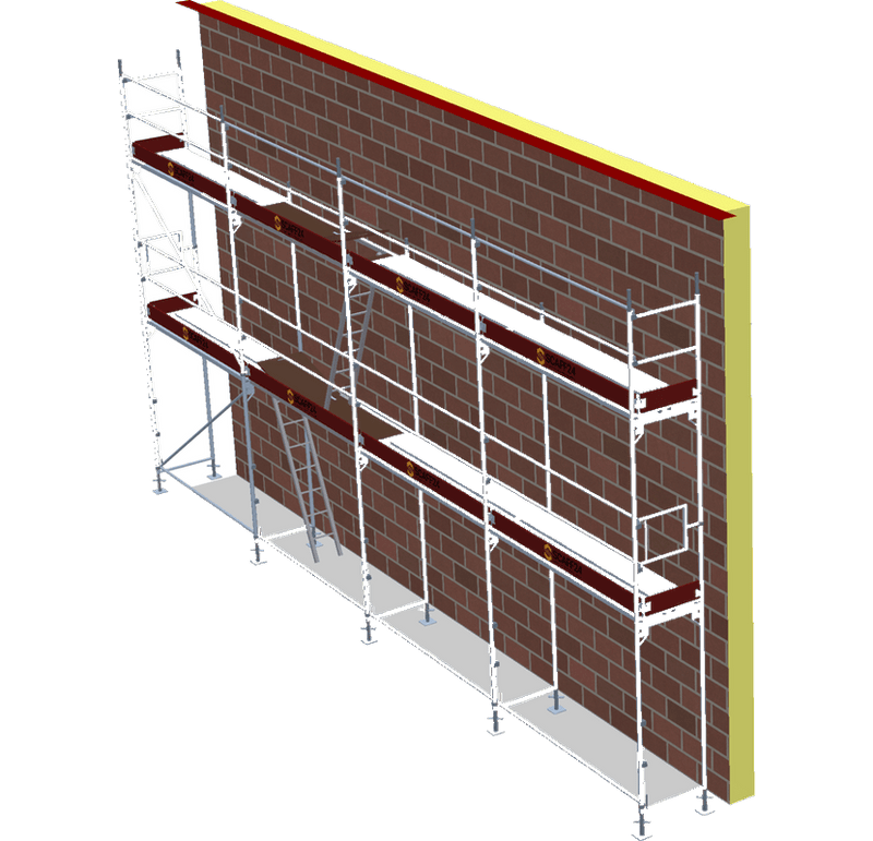 Fassadengerüst 10,28 x 6 m | 66,82 m² | Stahl / Stahlboden | S73 Fassadengerüst Scaff24 