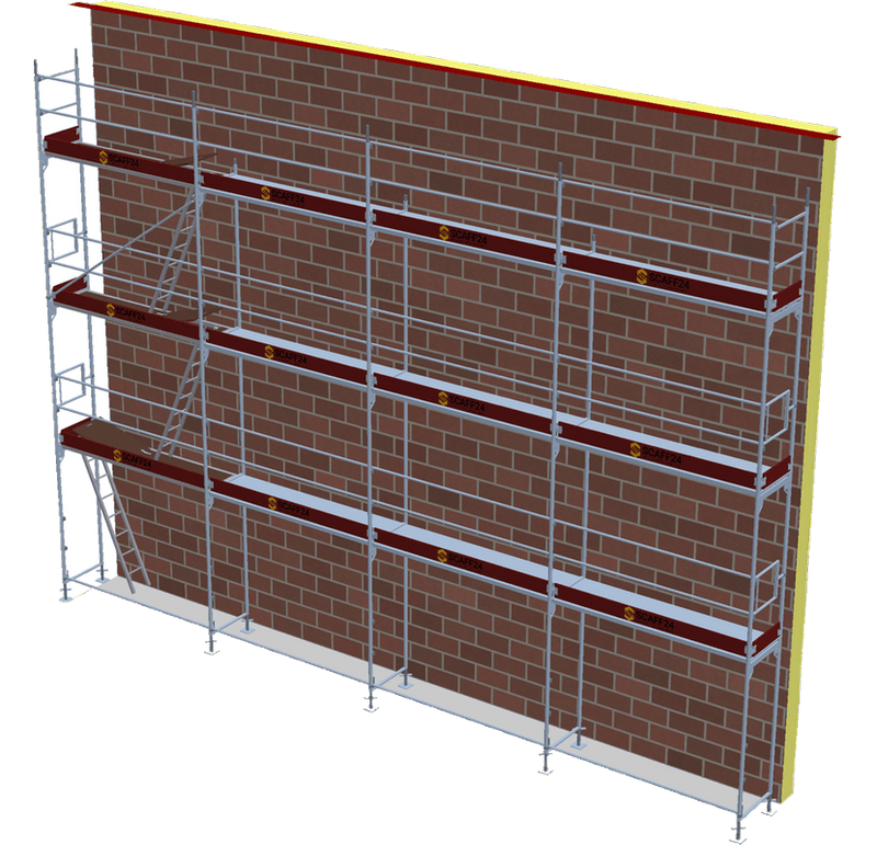 Fassadengerüst 10,28 x 8 m | 87,38 m² | Stahl / Stahlboden | S73 Fassadengerüst Scaff24 