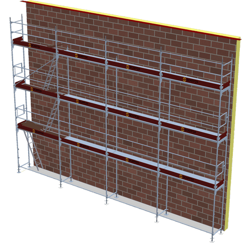 Fassadengerüst 10,28 x 8 m | 87,38 m² | Stahl / Stahlboden | S73 Fassadengerüst Scaff24 
