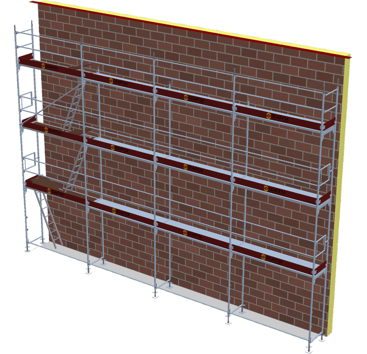 Fassadengerüst 10,28 x 8 m | 87,38 m² | Stahl / Stahlboden | S73 Fassadengerüst Scaff24 