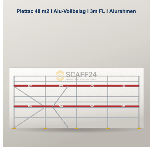 Fassadengerüst 12 x 6 m | 78 m² | Alu / Aluminium | SL74 Fassadengerüst Scaff24 