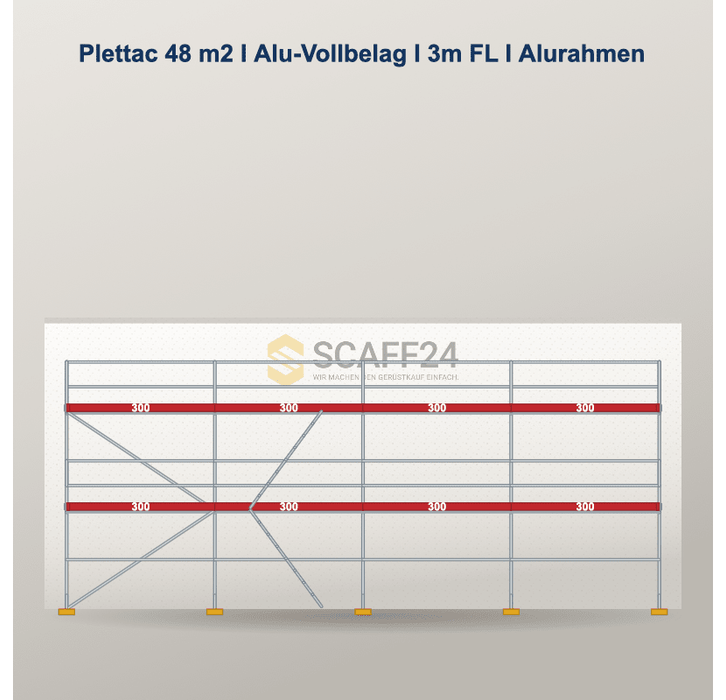 Fassadengerüst 12 x 6 m | 78 m² | Alu / Aluminium | SL74 Fassadengerüst Scaff24 
