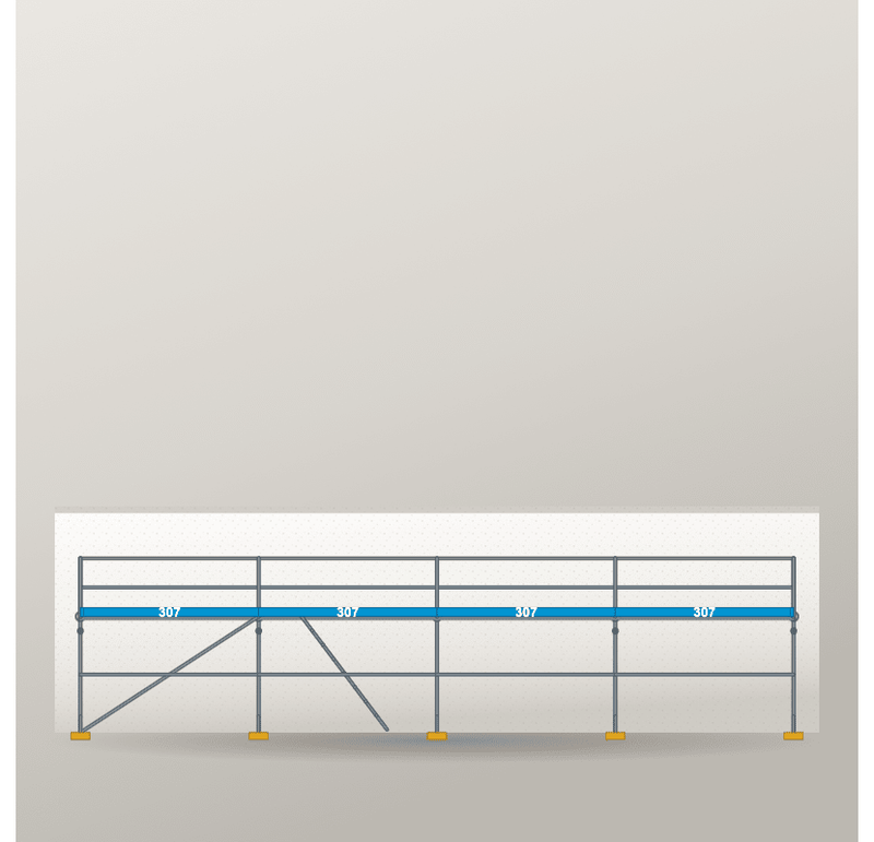Fassadengerüst 12,28 x 4 m | 55,26 m² | Stahl / Sperrholz | S73 Fassadengerüst Scaff24 