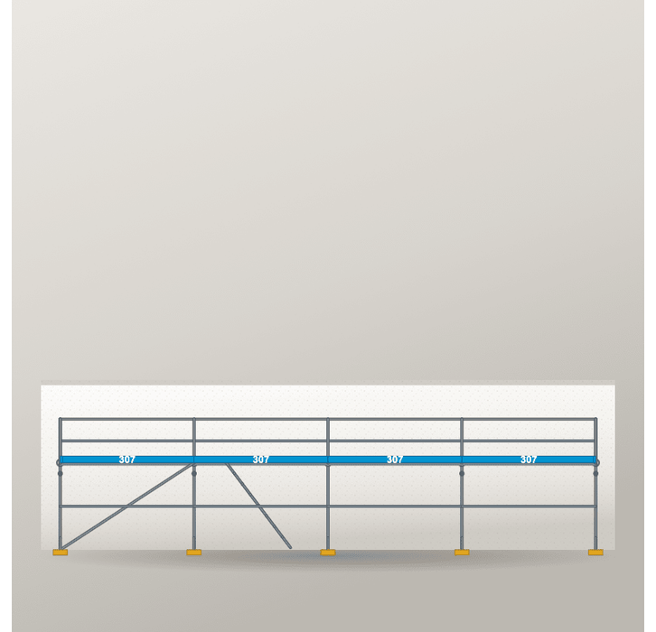 Fassadengerüst 12,28 x 4 m | 55,26 m² | Stahl / Sperrholz | S73 Fassadengerüst Scaff24 