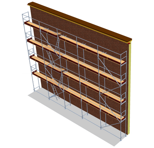 Fassadengerüst 12,5 x 10 m | 131,25 m² | Stahl / Holzbelag | SL74 Fassadengerüst Scaff24 