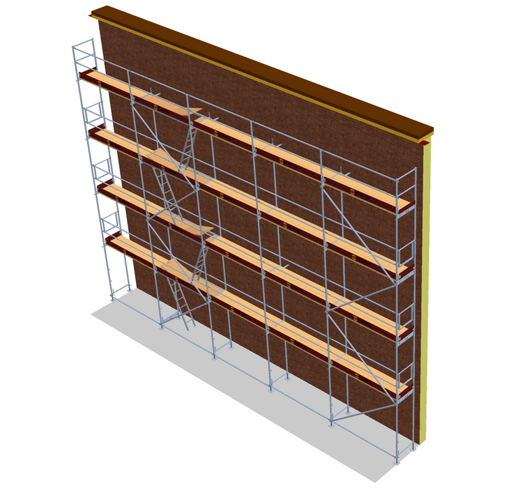 Fassadengerüst 12,5 x 10 m | 131,25 m² | Stahl / Holzbelag | SL74 Fassadengerüst Scaff24 