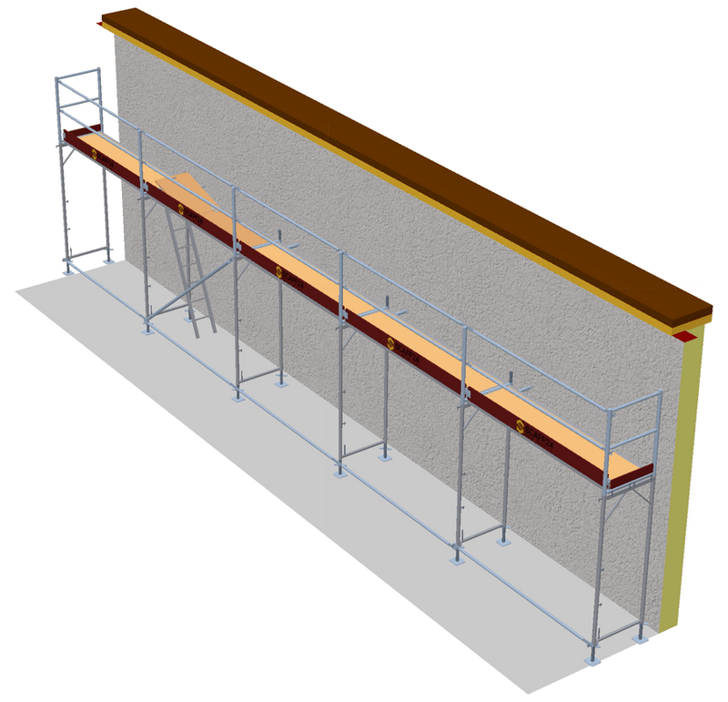 Fassadengerüst 12,5 x 4 m | 56,25 m² | Alu / Sperrholz | SL74 Alugerüst Scaff24 