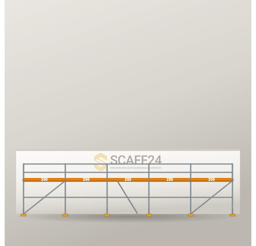 Fassadengerüst 12,5 x 4 m | 56,25 m² | Stahl / Holzbelag | RUX65 Fassadengerüst Scaff24 