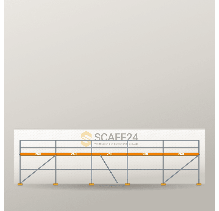 Fassadengerüst 12,5 x 4 m | 56,25 m² | Stahl / Holzbelag | RUX65 Fassadengerüst Scaff24 