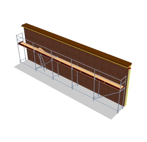 Fassadengerüst 12,5 x 4 m | 56,25 m² | Stahl / Holzbelag | SL74 Gerüst Scaff24 