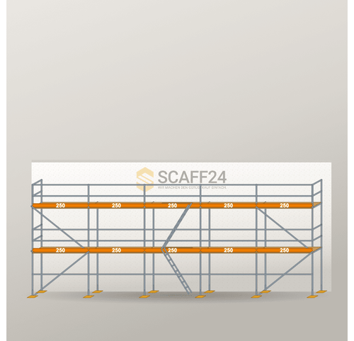 Fassadengerüst 12,5 x 6 m | 81,25 m² | Stahl / Holzbelag | R65 Fassadengerüst Scaff24 