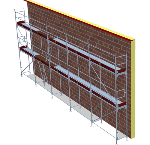 Fassadengerüst 12,85 x 6 m | 83,53 m² | Stahl / Stahlboden | S73 Fassadengerüst Scaff24 