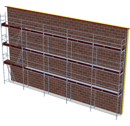 Fassadengerüst 12,85 x 8 m | 109,23 m² | Stahl / Stahlboden | S73 Fassadengerüst Scaff24 