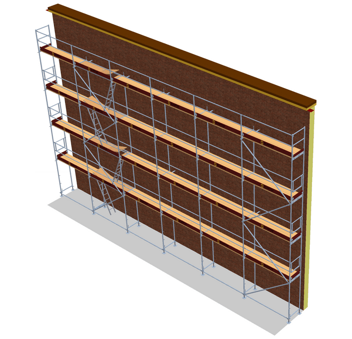 Fassadengerüst 15 x 10 m | 157,5 m² | Stahl / Holzbelag | SL74 Gerüst Scaff24 
