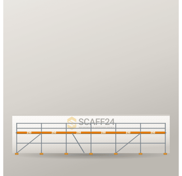 Fassadengerüst 15 x 4 m | 67,5 m² | Stahl / Holzbelag | R65 Fassadengerüst Scaff24 