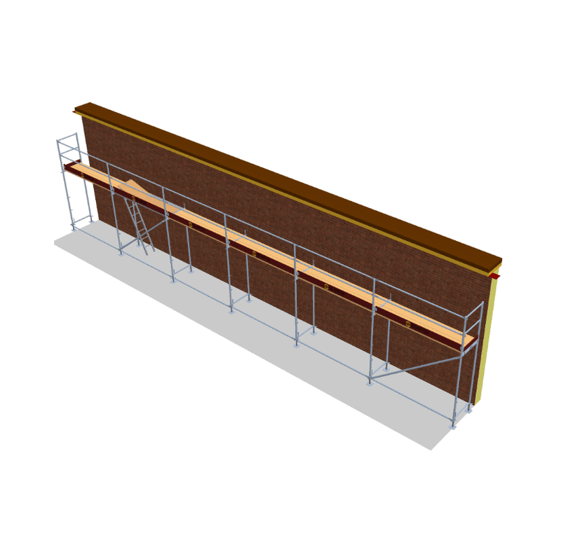 Fassadengerüst 15 x 4 m | 67,5 m² | Stahl / Holzbelag | SL74 Gerüst Scaff24 