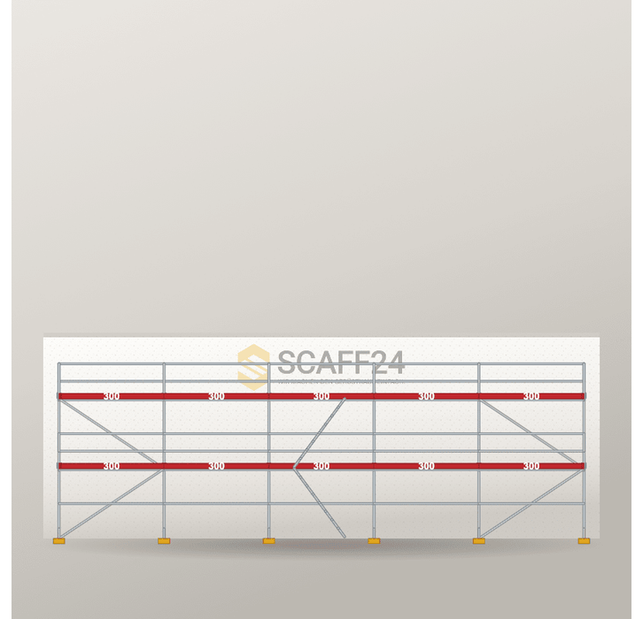 Fassadengerüst 15 x 6 m | 97,5 m² | Alu / Aluminium | SL74 Fassadengerüst Scaff24 