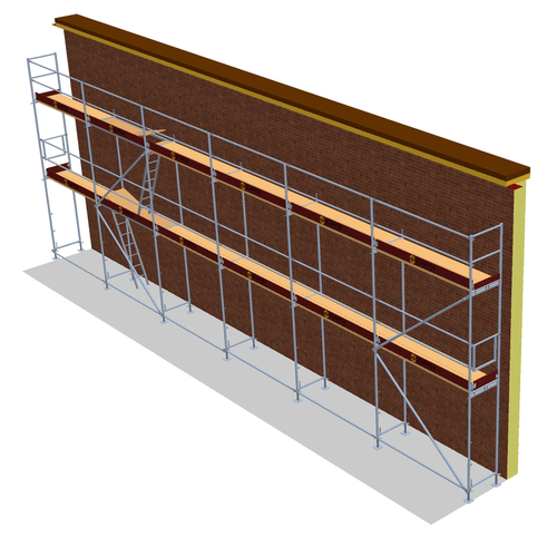 Fassadengerüst 15 x 6 m | 97,5 m² | Stahl / Holzbelag | SL74 Fassadengerüst Scaff24 