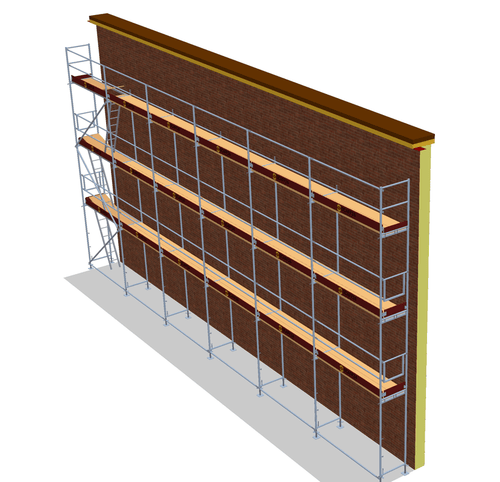 Fassadengerüst 15 x 8 m | 127,5 m² | Stahl / Holzbelag | SL74 Fassadengerüst Scaff24 