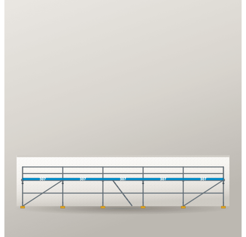 Fassadengerüst 15,35 x 4 m | 69,08 m² | Stahl / Sperrholz | S73 Fassadengerüst Scaff24 
