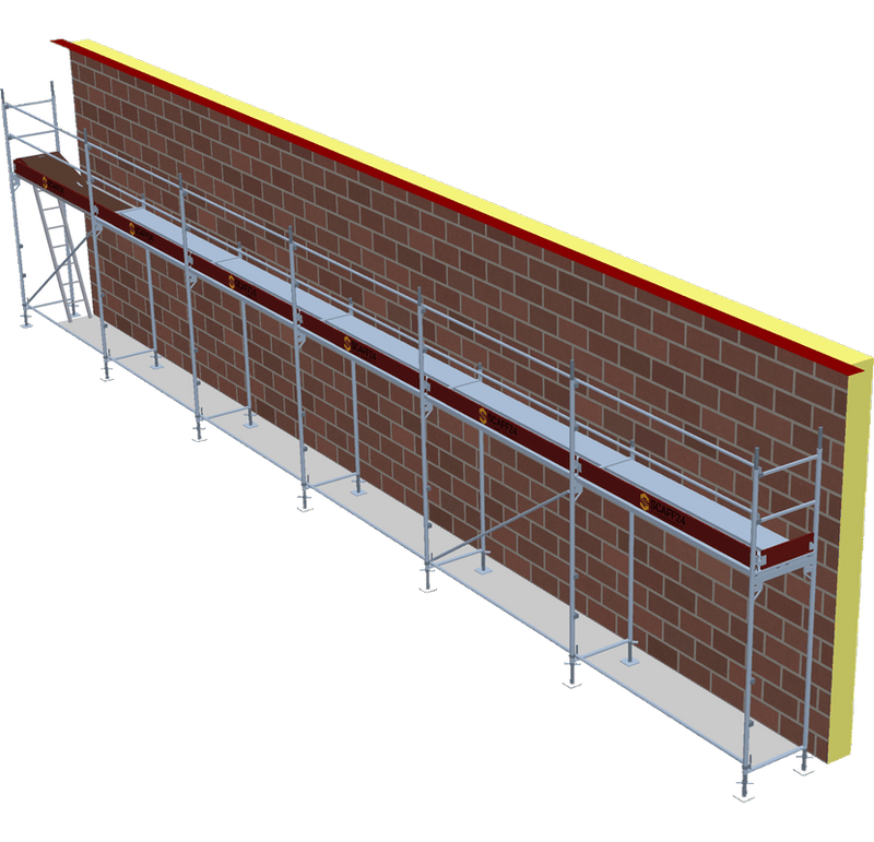 Fassadengerüst 15,42 x 4 m | 69,39 m² | Stahl / Stahlboden | S73 Gerüst Scaff24 