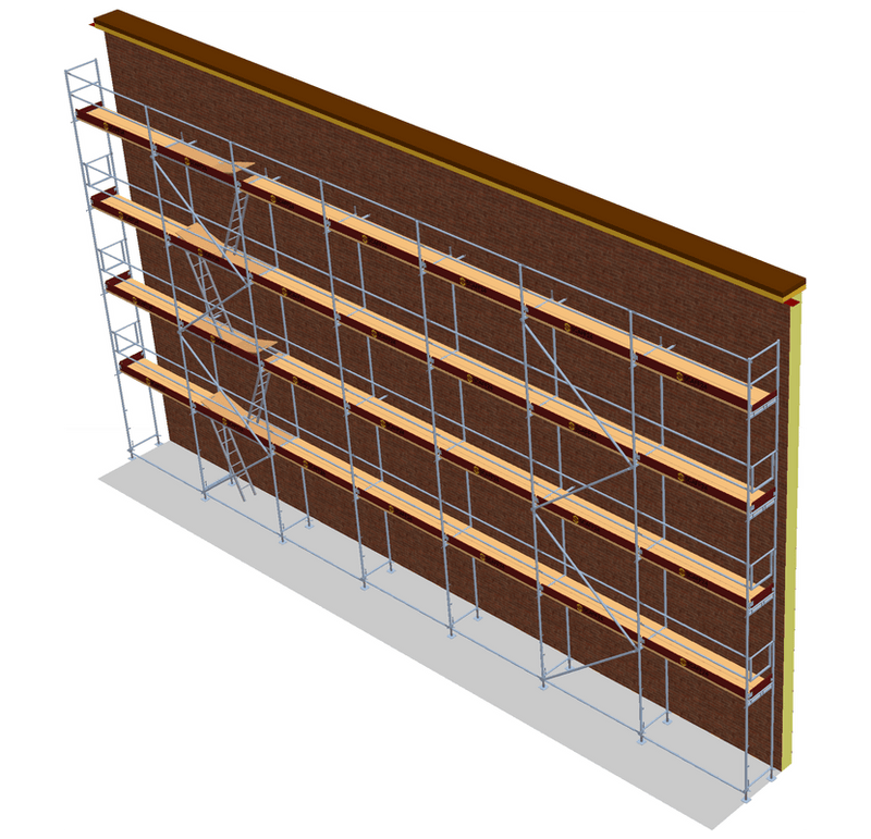 Fassadengerüst 17,5 x 10 m | 183,75 m² | Stahl / Holzbelag | SL74 Gerüst Scaff24 