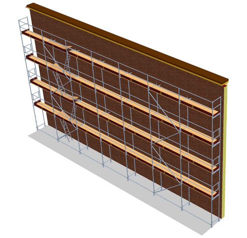 Fassadengerüst 17,5 x 10 m | 183,75 m² | Stahl / Holzbelag | SL74 Gerüst Scaff24 