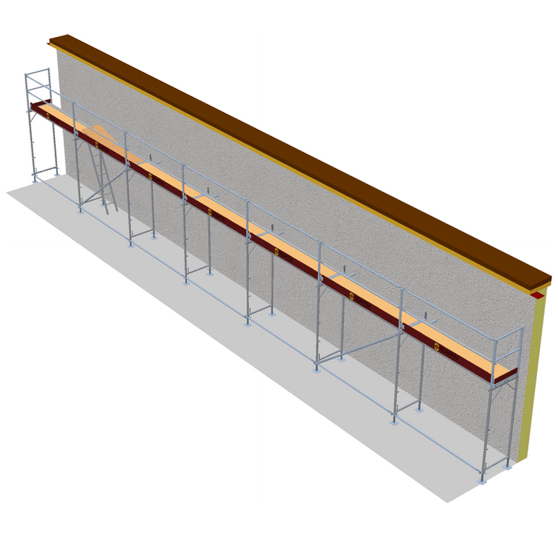 Fassadengerüst 17,5 x 4 m | 78,75 m² | Alu / Sperrholz | SL74 Alugerüst Scaff24 