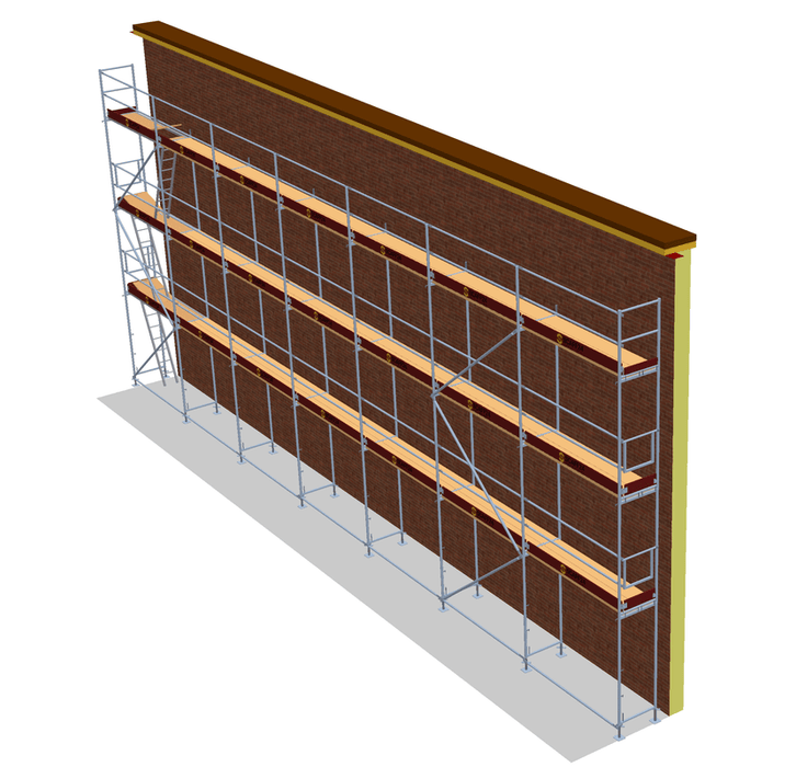 Fassadengerüst 17,5 x 8 m | 140-148,75 m² | Stahl / Holzboden | SL74 Fassadengerüst Scaff24 
