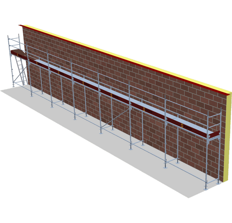 Fassadengerüst 17,99 x 4 m | 80,96 m² | Stahl / Stahlboden | S73 Fassadengerüst Scaff24 