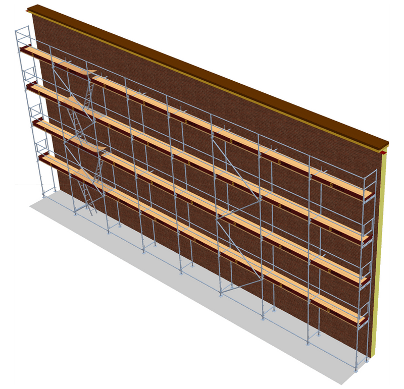 Fassadengerüst 20 x 10 m | 200 m² | Stahl / Holzbelag | SL74 Fassadengerüst Scaff24 