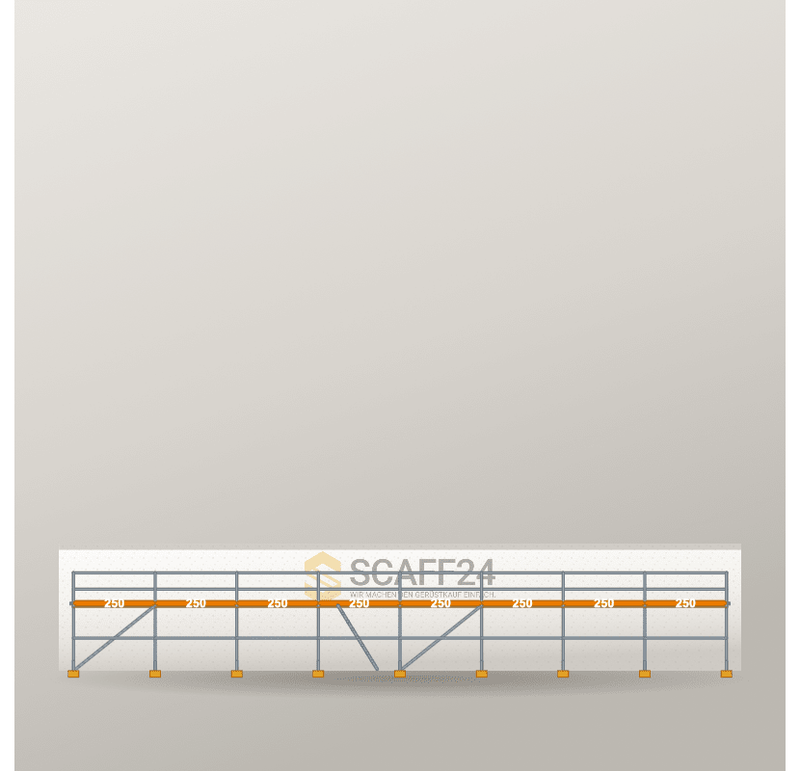 Fassadengerüst 20 x 4 m | 80.0 m² | Stahl / Holzbelag | R65 Fassadengerüst Scaff24 