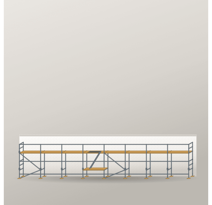 Fassadengerüst 20 x 5 m | 110 m² | Stahl / Holzbelag | SL74 Fassadengerüst Scaff24 