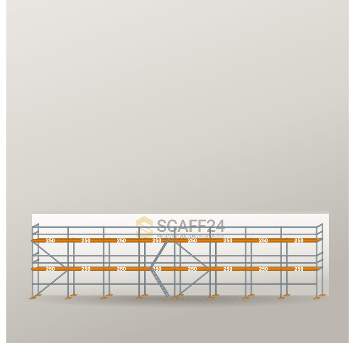 Fassadengerüst 20 x 6 m | 130 m² | Stahl / Holzbelag | R65 Fassadengerüst Scaff24 