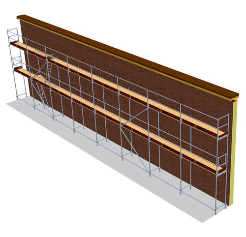 Fassadengerüst 20 x 6 m | 130,00 m² | Stahl / Holzbelag | Set-SL74 Fassadengerüst Scaff24 