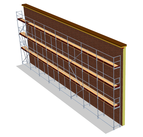 Fassadengerüst 20 x 8 m | 170 m² | Stahl / Holzbelag | SL74 Fassadengerüst Scaff24 