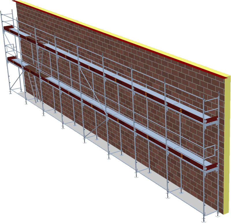Fassadengerüst 20,56 x 4 m | 133,64 m² | Stahl / Stahlboden | S73 Fassadengerüst Scaff24 