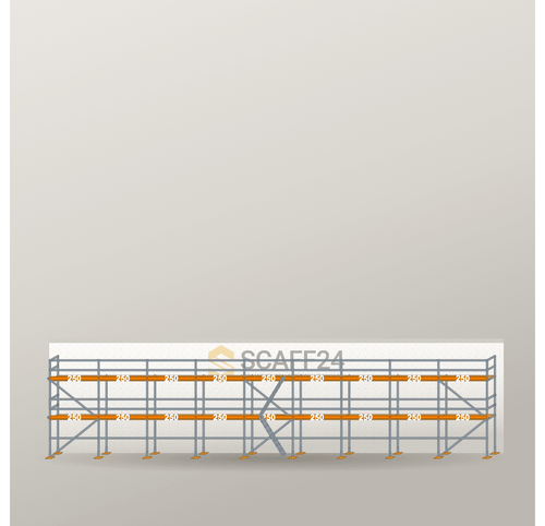 Fassadengerüst 22,5 x 6 m | 146,25 m² | Stahl / Holzbelag | R65 Fassadengerüst Scaff24 